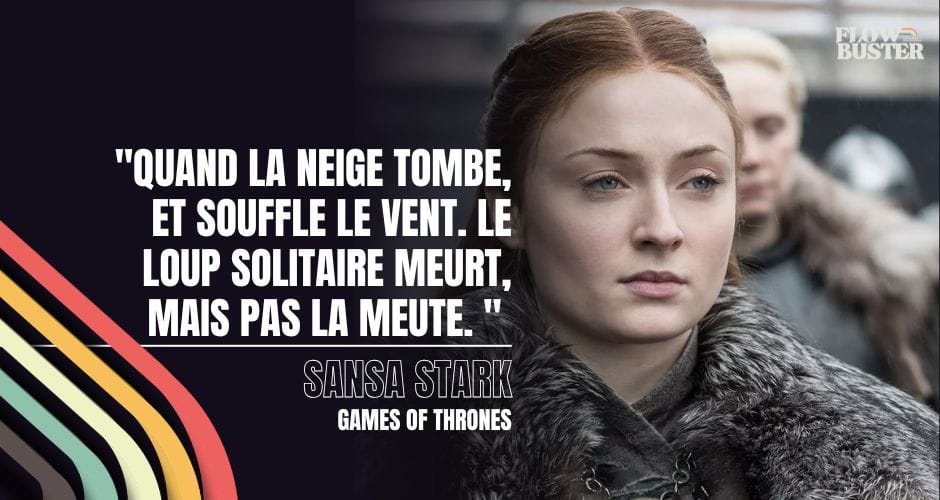 « Quand la neige tombe, et souffle le vent. Le loup solitaire meurt, mais pas la meute. » Sansa Game of thrones